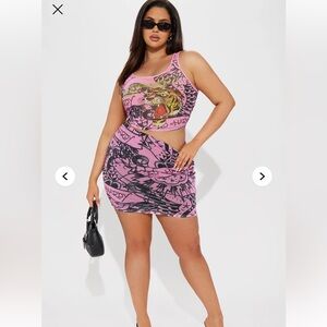 Ed Hardy Women's Pink and Black Mini Skirt